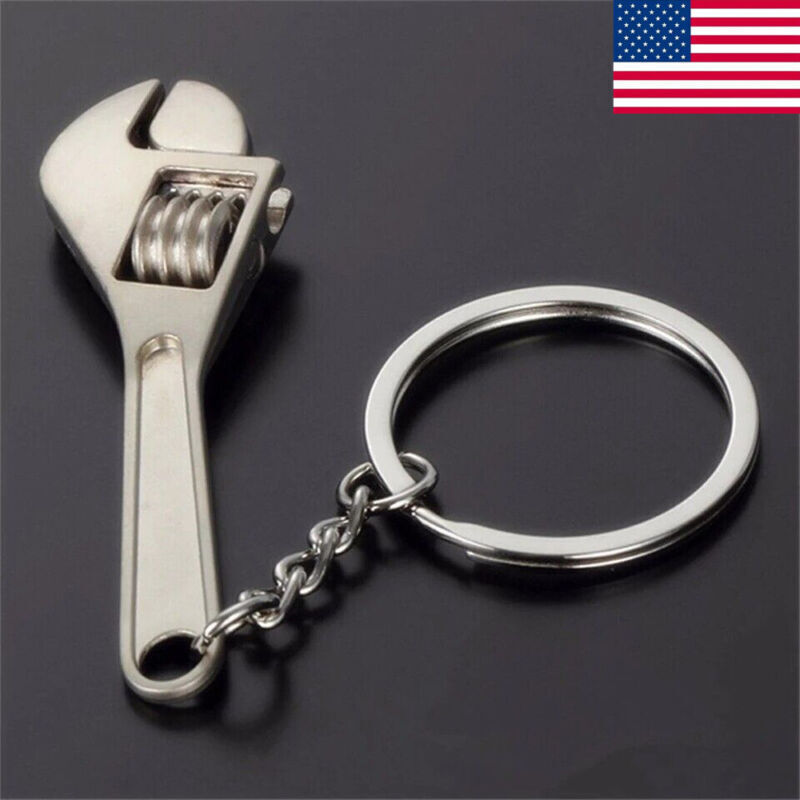 Mini Adjustable Crescent Wrench Novelty Tool Spanner Key Chain Ring Keyring USA