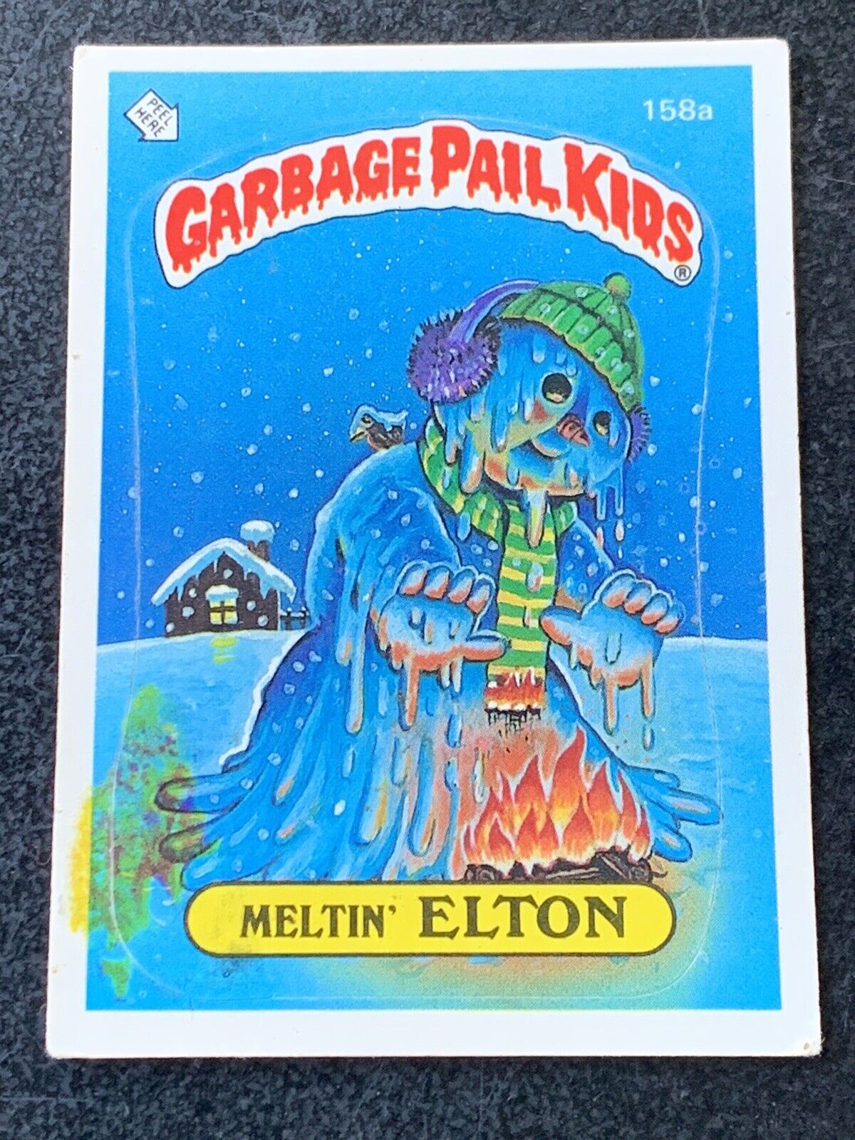 1986 Topps Garbage Pail Kids OS4 Meltin' Elton #158A Peeing Snowman Error RARE