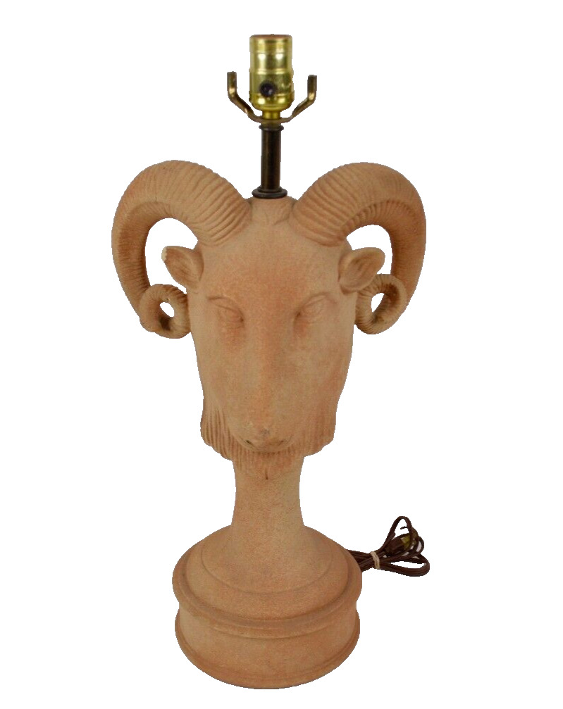 Vintage 1960s Rams Head Terracotta Lamp Chapman 22\