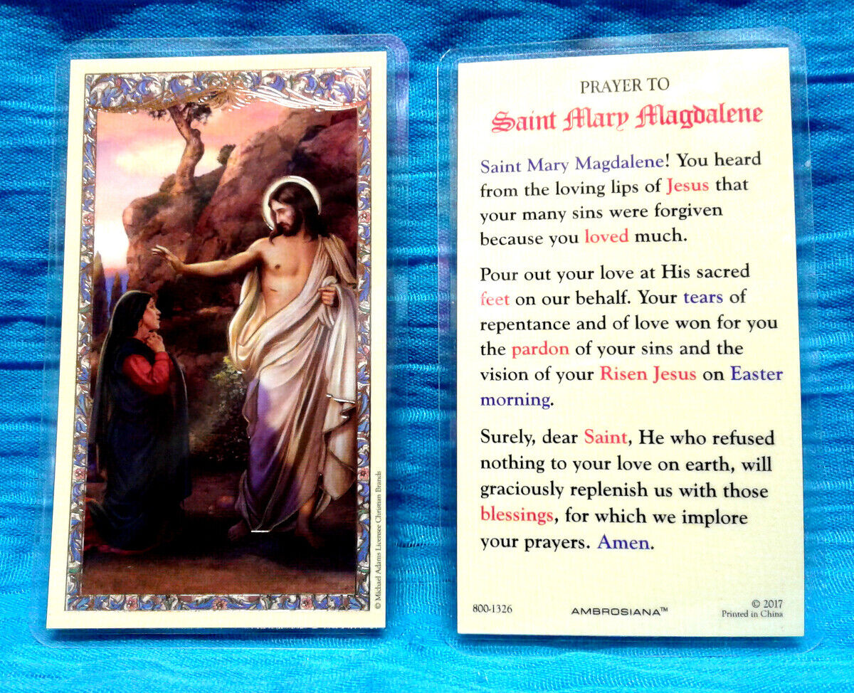 Prayer to Saint Mary Magdalene LAMINATED Holy Card CATHOLIC ⭐ GILDED GOLD ⭐