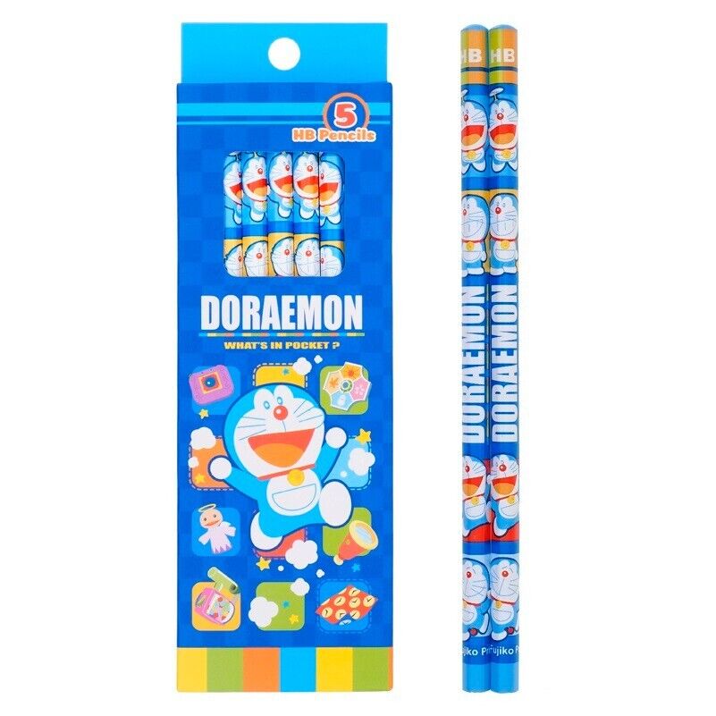 Doraemon Robot Cat Break Resistant Wooden HB Pencil European Safety Standard 5pc