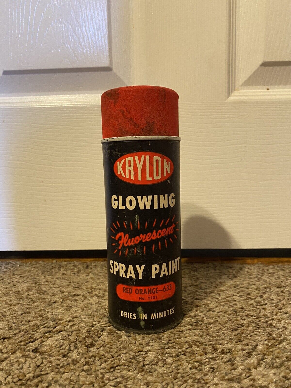 Vintage 1960s Krylon Spray Can Glowing Fluorescent Red Orange 633 Full Can 