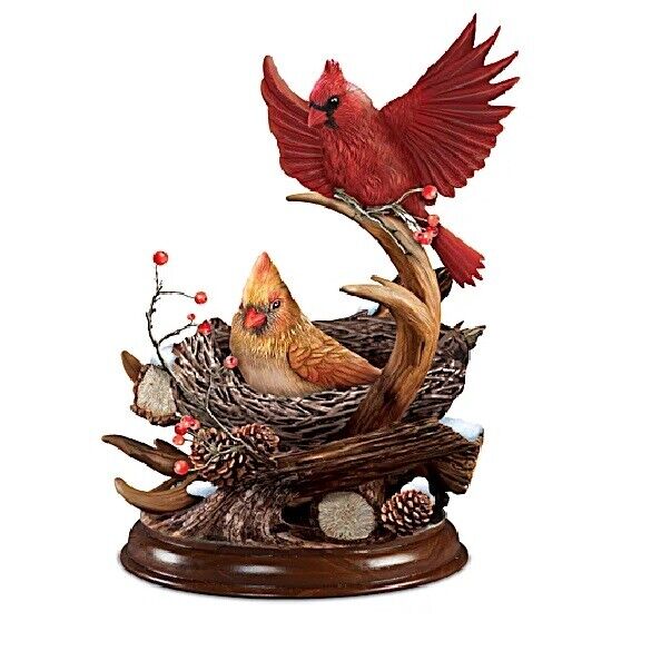 The Bradford Exchange Cozy Cardinals Nature's Masterpieces Songbird Sculpture #1