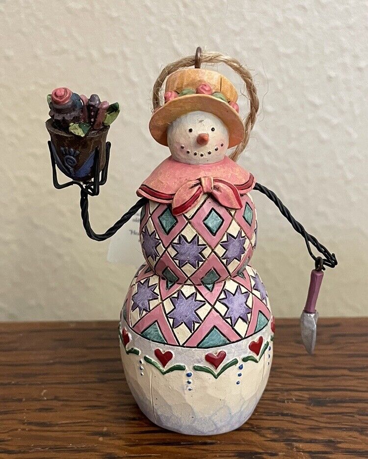 Jim Shore Figurine Gardener Snowman Flower Pot Hanging Christmas Ornament 3.5\