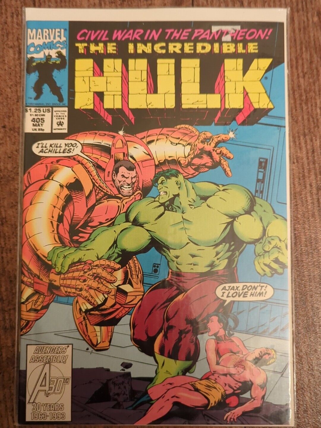 The Incredible Hulk #405 1993 Marvel Comic Book Ajax Civil War In The Pantheon