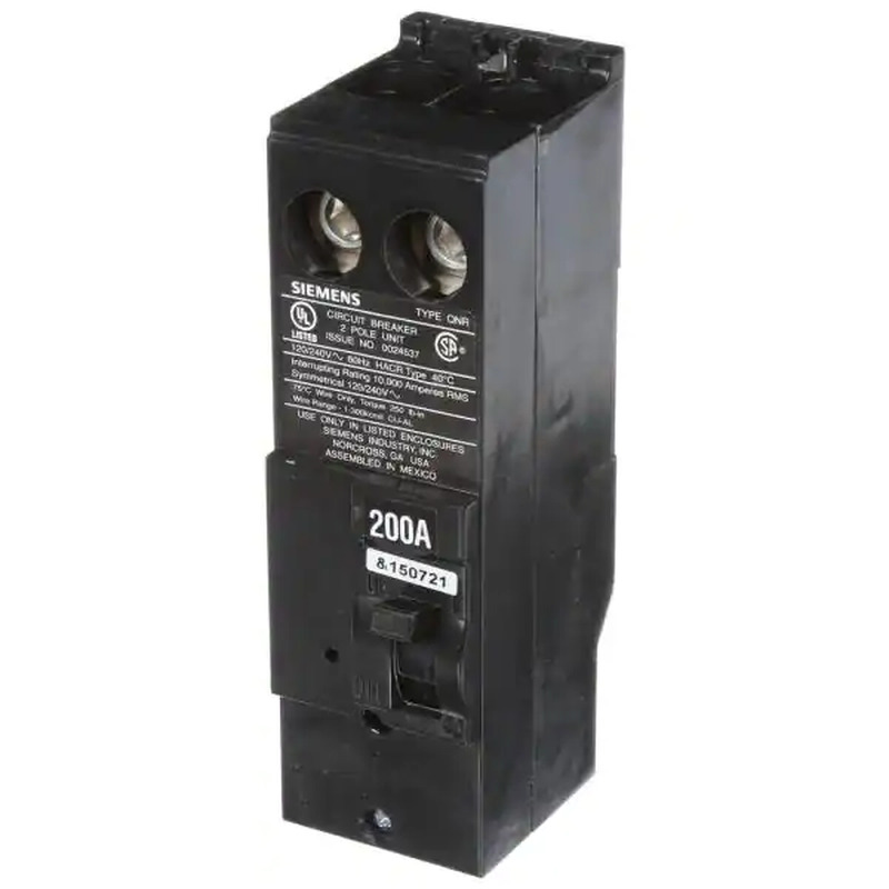200 Amp Double-Pole 240V Circuit Breaker Plug-In Type Durable 4 Inch Frame Black