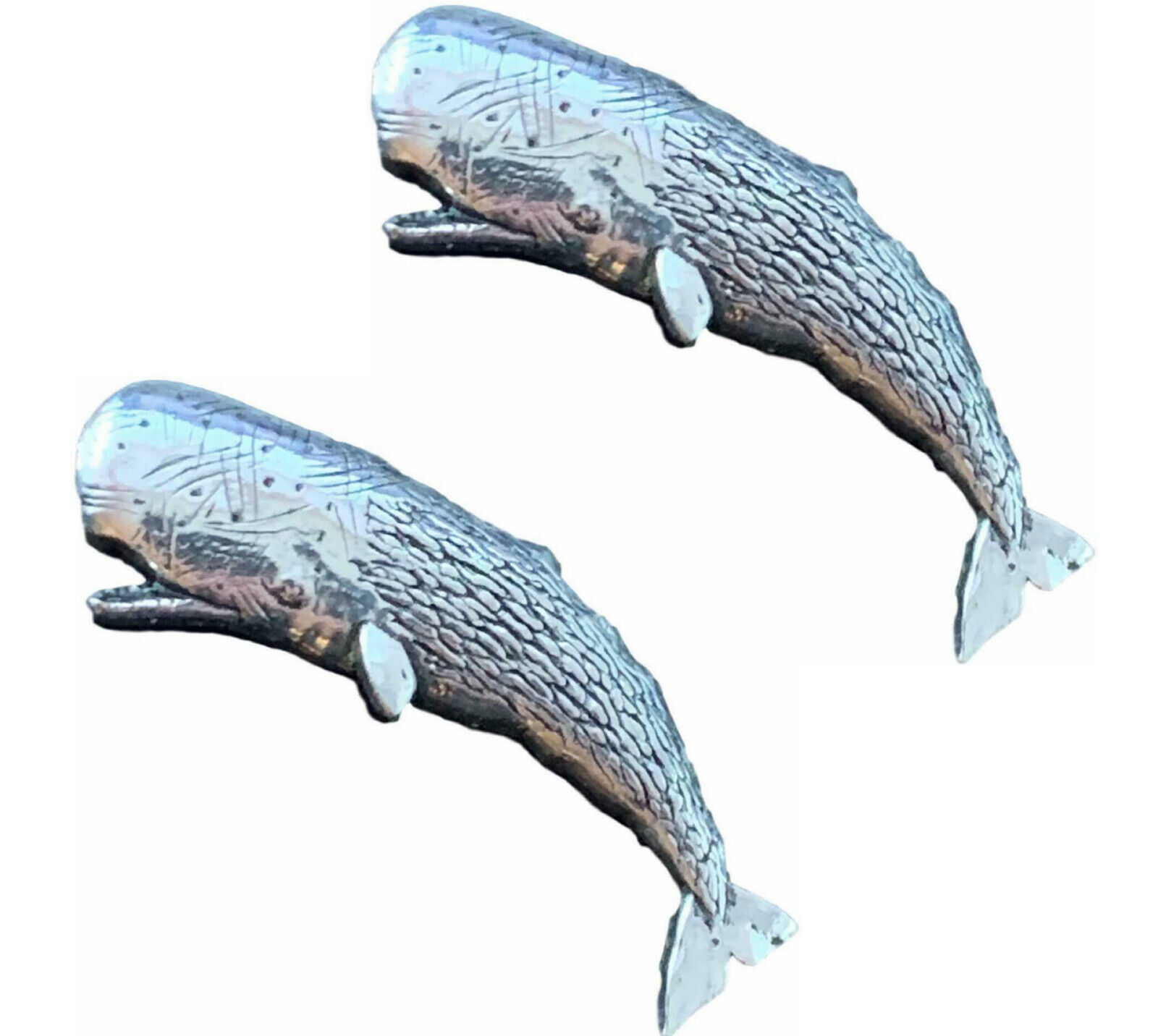2 x Sperm Whale Handcrafted From English Pewter Pin Badges- TSB-A36