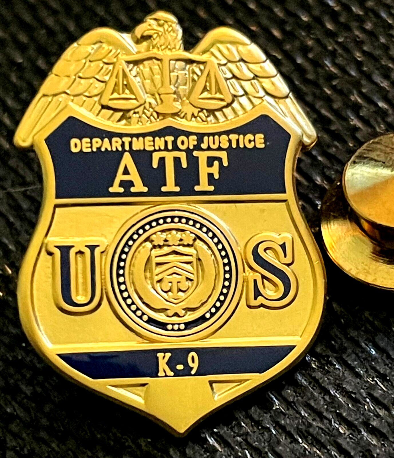 ATF - Alcohol Tobacco Firearms and Explosives K9 - gold lapel Pin - VERY RARE