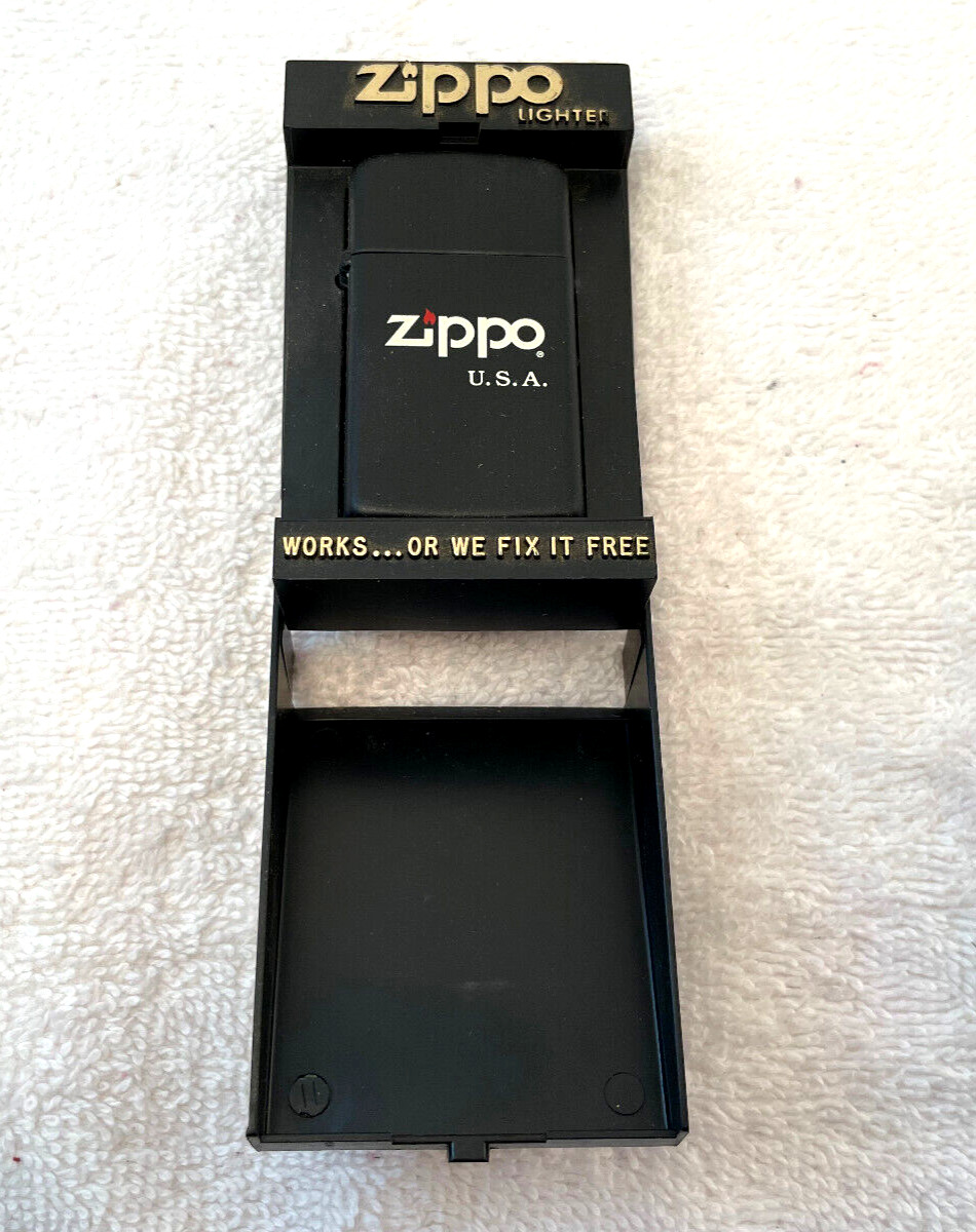 VTG Slim Black Matte Zippo Lighter 1932 -  1989 NIB