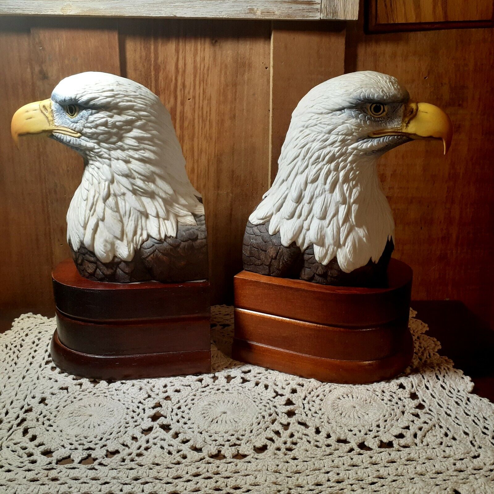 Andrea by Sadek Pair of  Bald Eagle Bust Book Ends - 9\