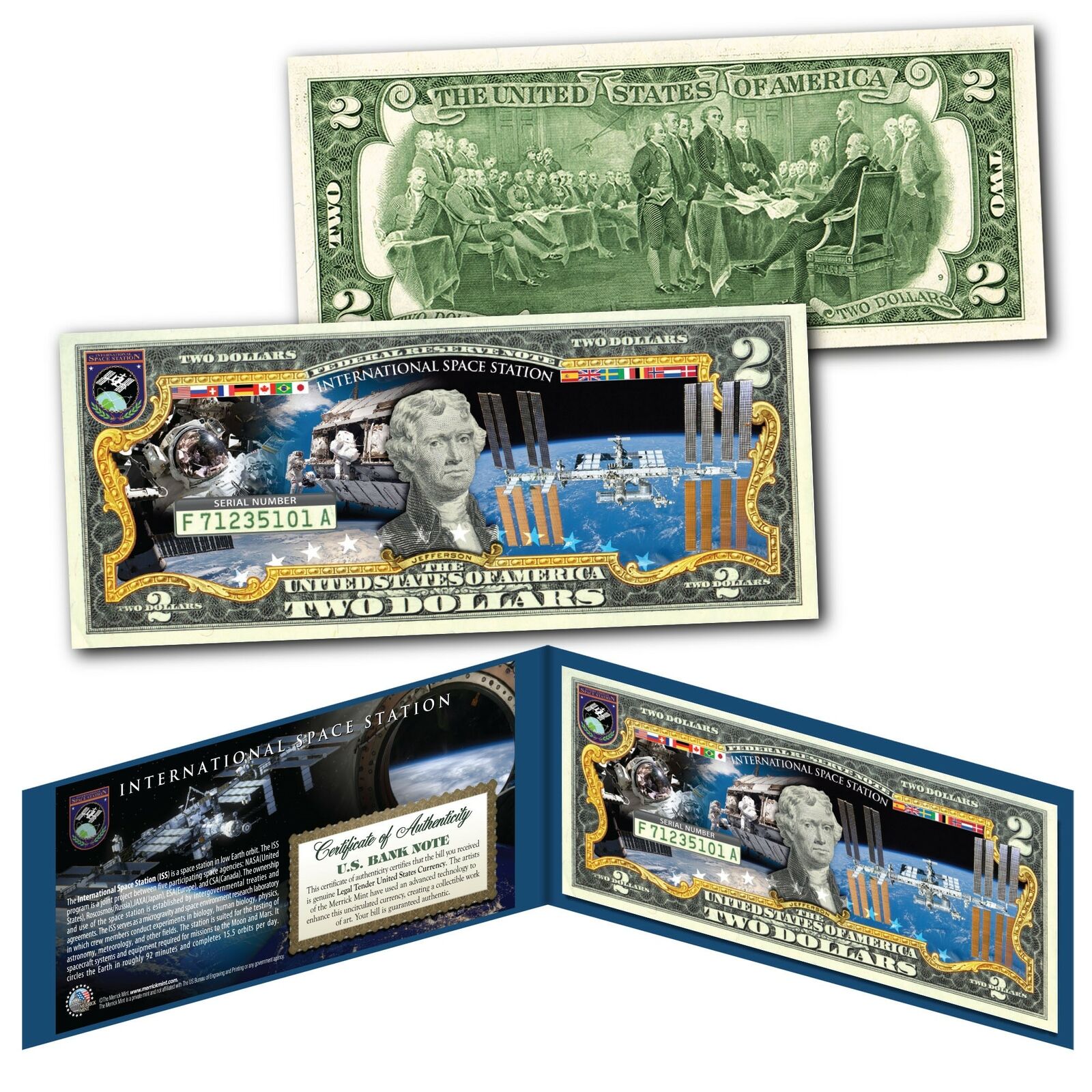 NASA International Space Station Authentic US $2 Bill - Largest Space Structure