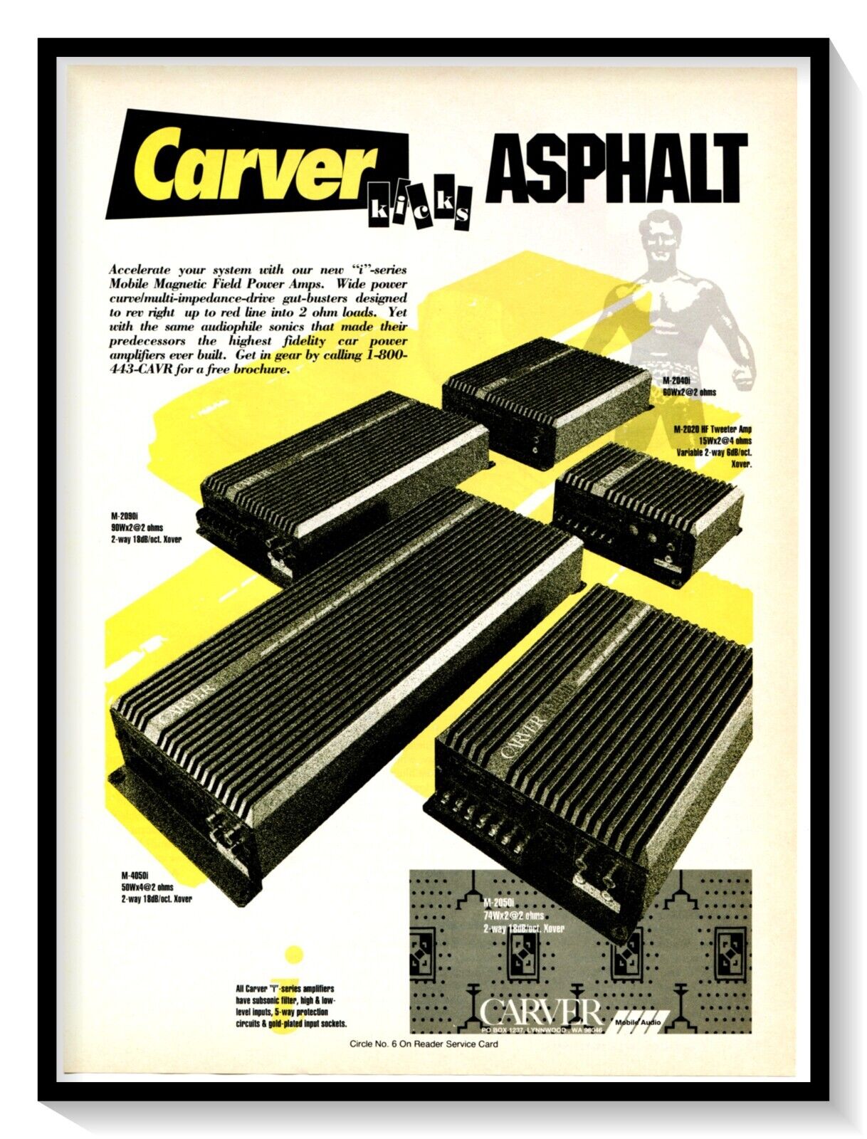 Carver I-Series Mobile Magnetic Field Power Amps Vintage 1991 Print Magazine Ad