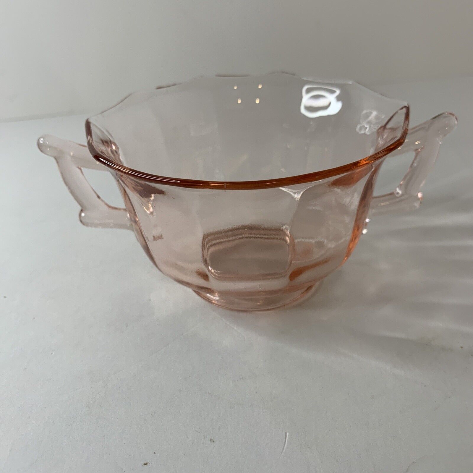 Vintage Depression Glass Cambridge Glass Decagon Pink Sugar Bowl