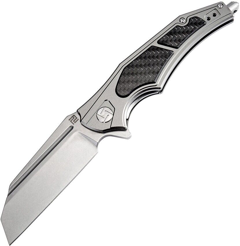 Artisan Cutlery Apache Knife Black Gray & Carbon Fiber Handle Plain D2 1813P-GCF