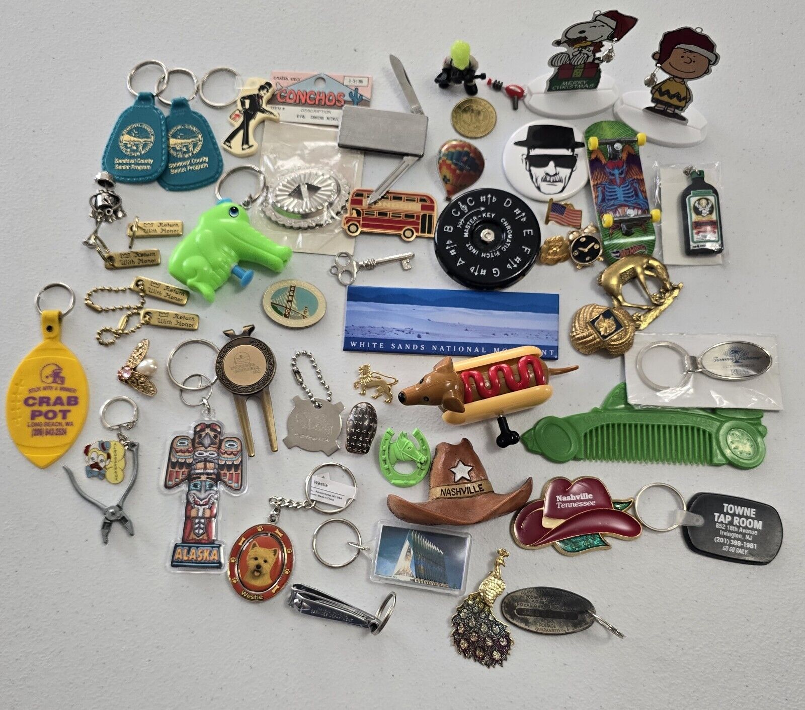 Vintage to Now Junk Drawer Lot - Keychains,Pins,Magnets & More