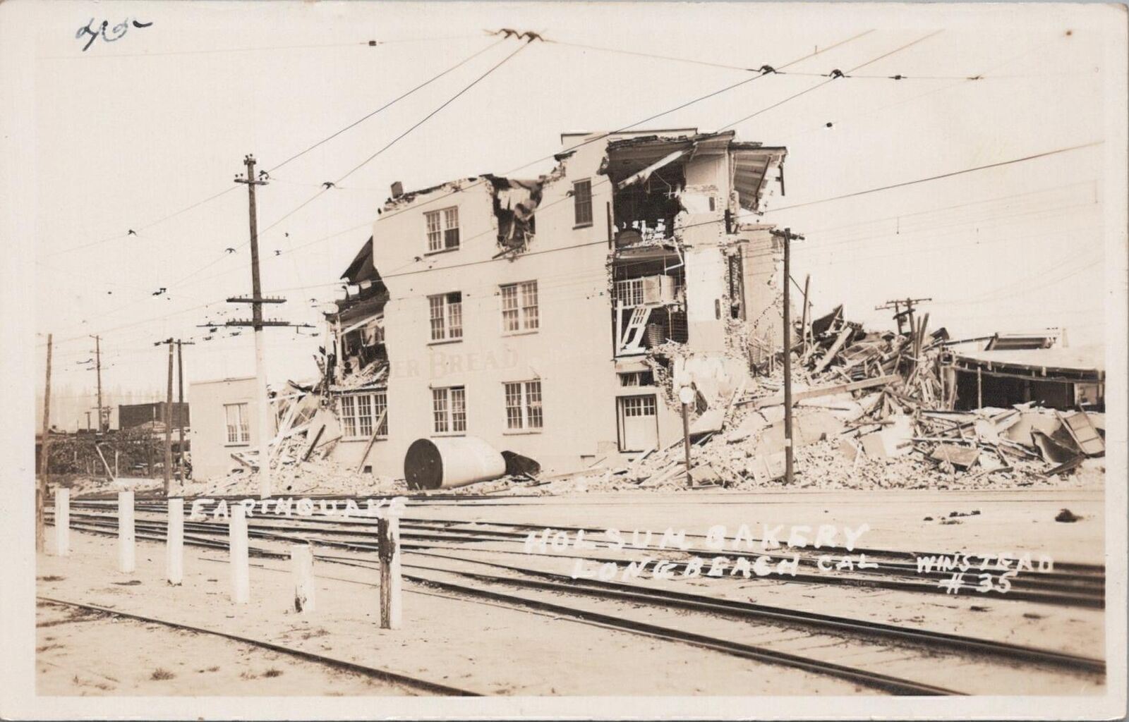 RPPC Postcard Holsum Bakery  Long Beach CA Earthquake March 10 1933 #35