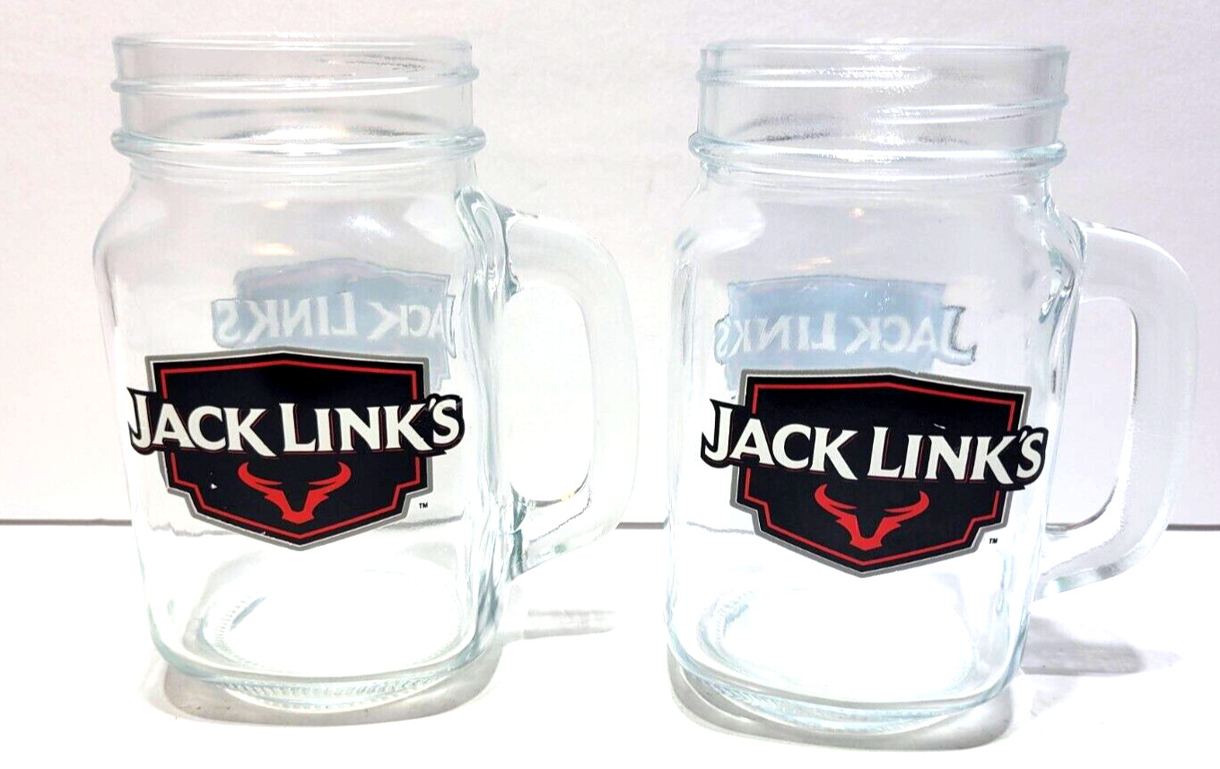 Jack Link's Mason Jar Mug with Handle Lot of 2 Beef Jerky Cup Pint