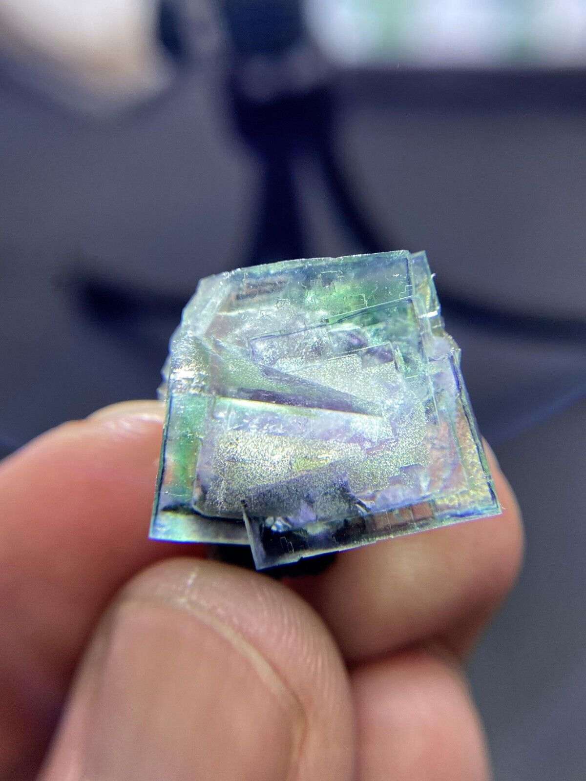 Magnificent three color transparent cubic fluorite crystal, Yao Gang Xian