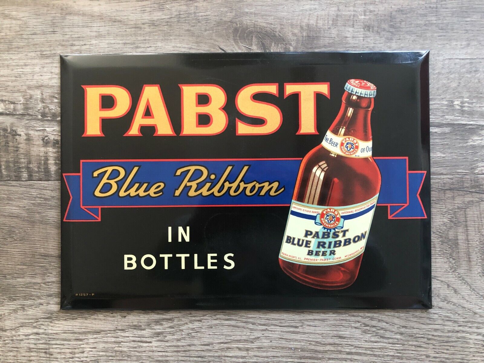 C1940s PBR: Near Mint Scarce Pabst Blue Ribbon Beer TOC Tin Over Cardboard Sign