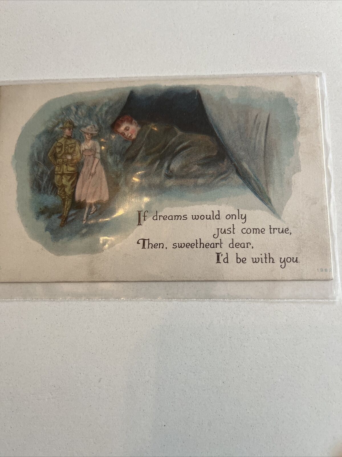 Vtg Patriotic Postcard Military  If Dreams Would Only Just Come True….WWI