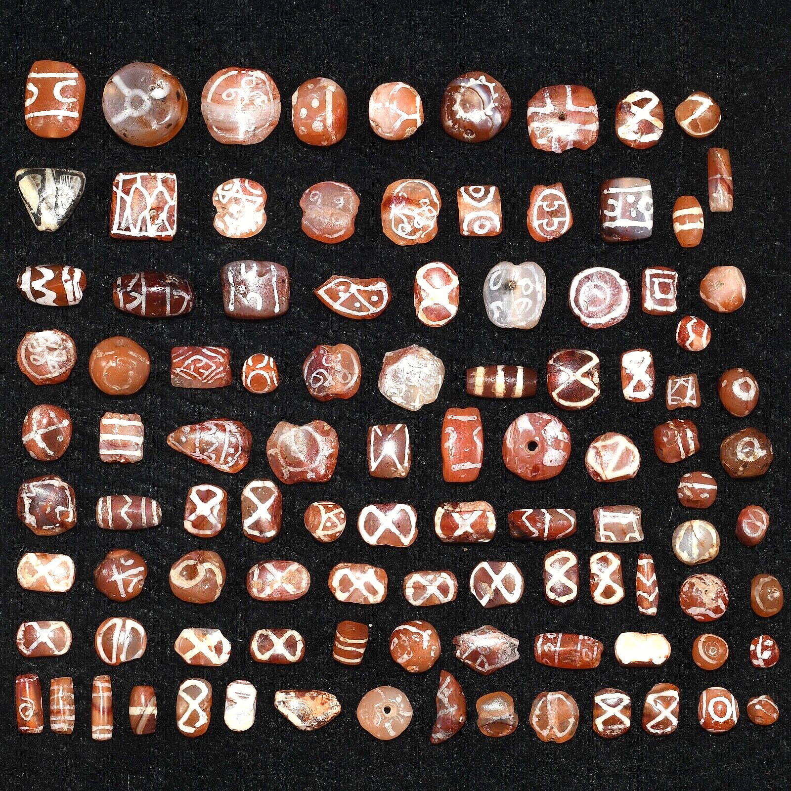 100 Genuine Ancient Etched Carnelian Beads over 2000 Years in Perfect Condition