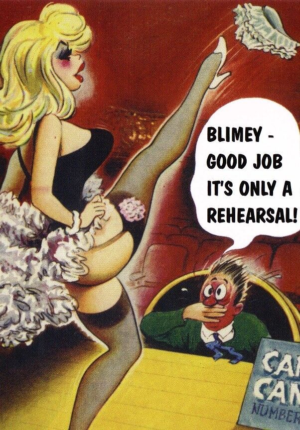 Bamforth Saucy Postcard Good Job Its only a Rehearsal C-42199 Can-Can, Sexy