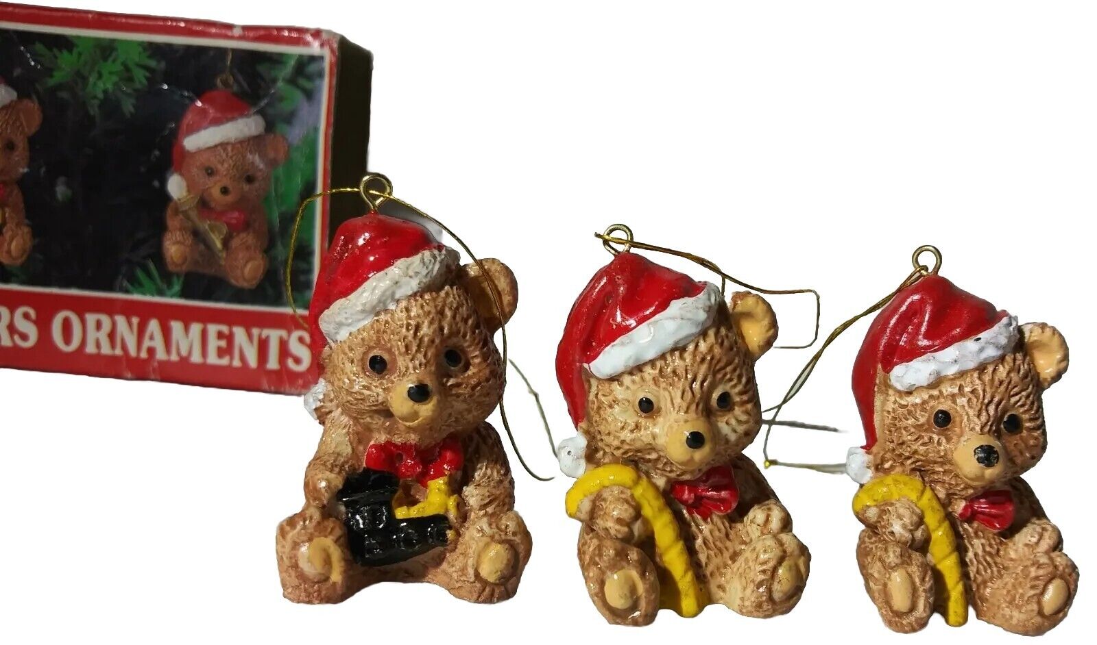 Barely Bears Christmas Ornaments House of Lloyd 3 mini bears vintage