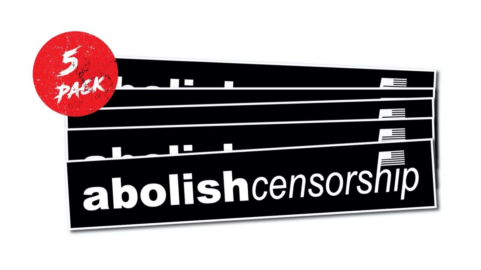 Abolish Censorship - American Flag Pro Independent News Vinyl Bumper Sticker 