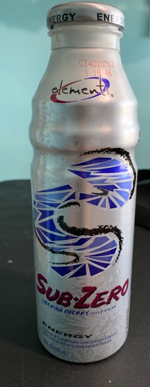 RARE UNOPENED Snapple Elements Sub-Zero Siberian Cherry drink (aluminum bottle)