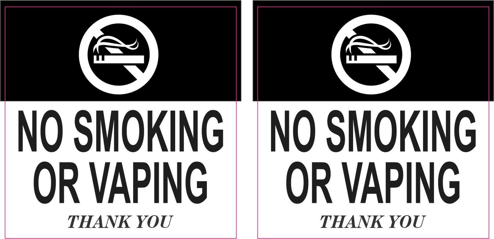2.5in x 2.5in No Smoking or Vaping Vinyl Stickers Car Vehicle Business Decals