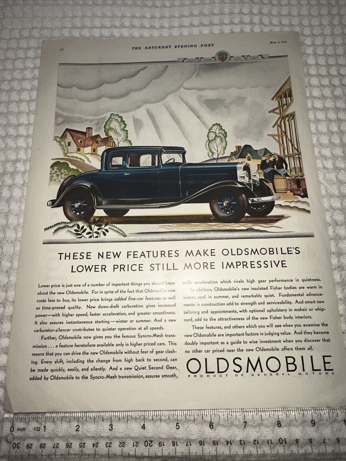 1931 ( PRINT AD )  Oldsmobile 11 X 13” Approx.