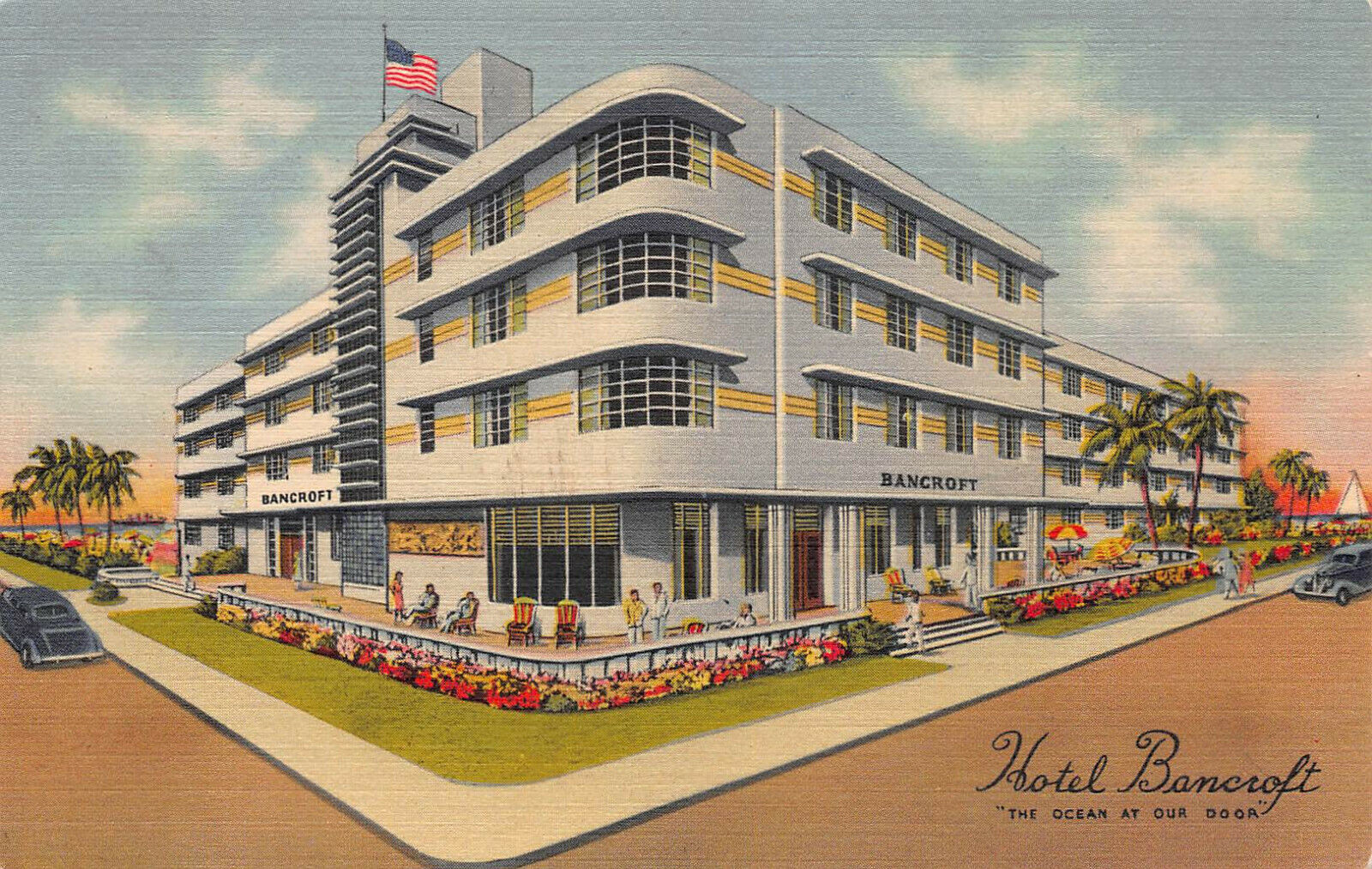 Hotel Bancroft, Miami Beach, Florida, Early Linen Postcard, Unused