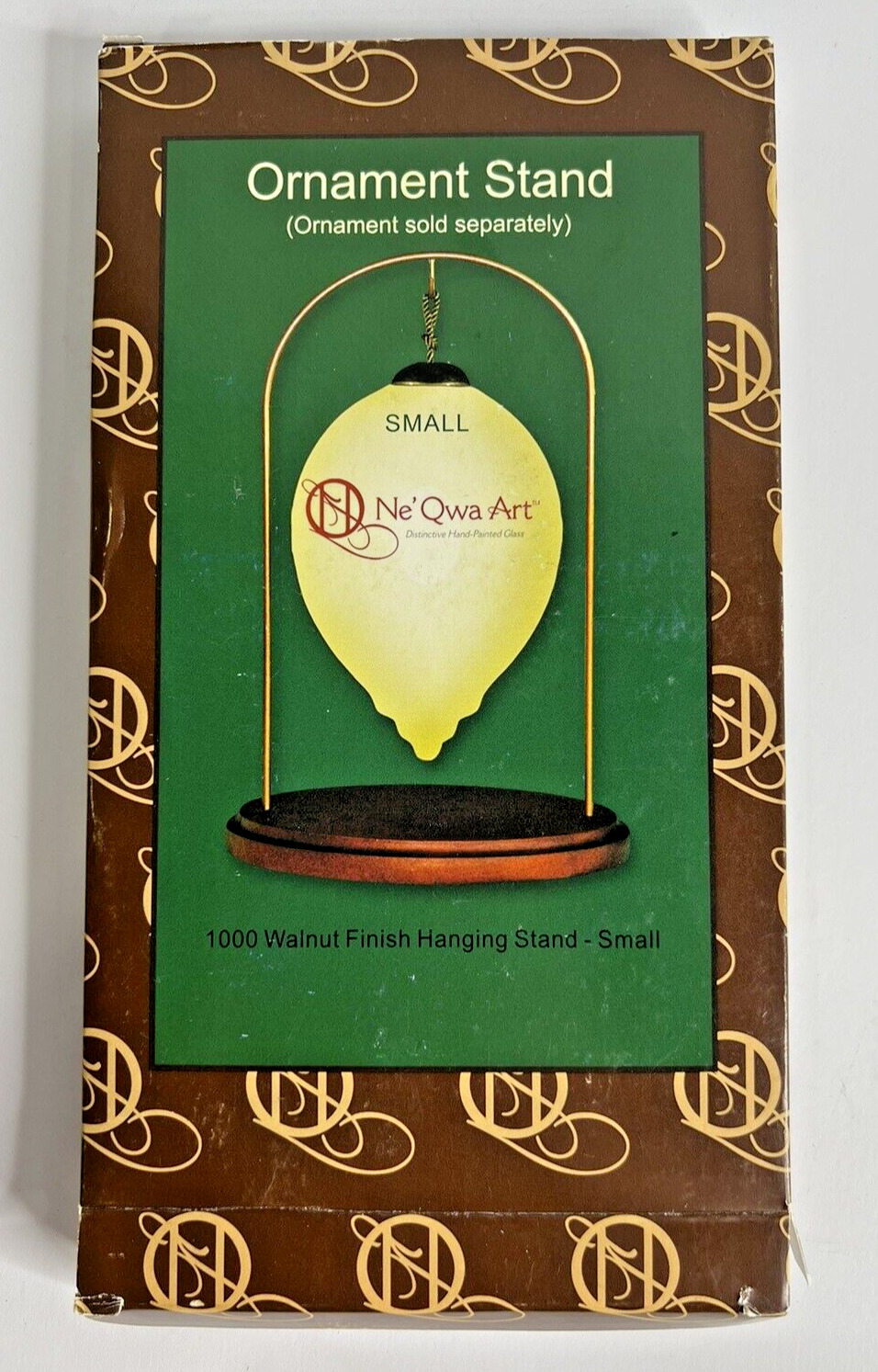 Ne\' Qwa Art Small Ornament Hanging Stand Display Walnut Finish Base NOS