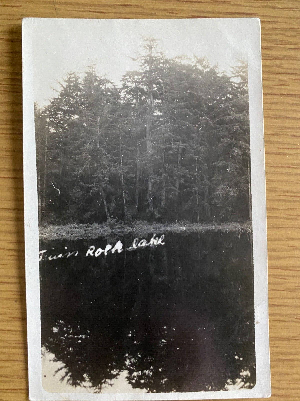 1910 RPPC: TWIN ROCK LAKE, NEW YORK antique real photograph postcard ADIRONDACKS