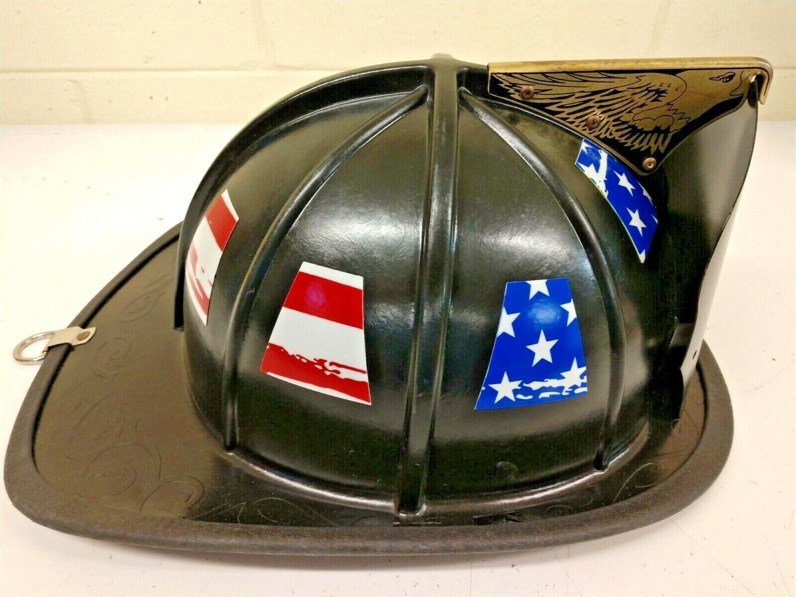 8 FULLY Reflective Tattered Worn American Flag Fire Helmet Tetrahedrons Tets 