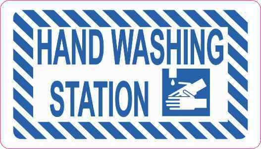 3.5x2 Hand Washing Station Sticker Vinyl Business Sign Door Decal Wall Stickers