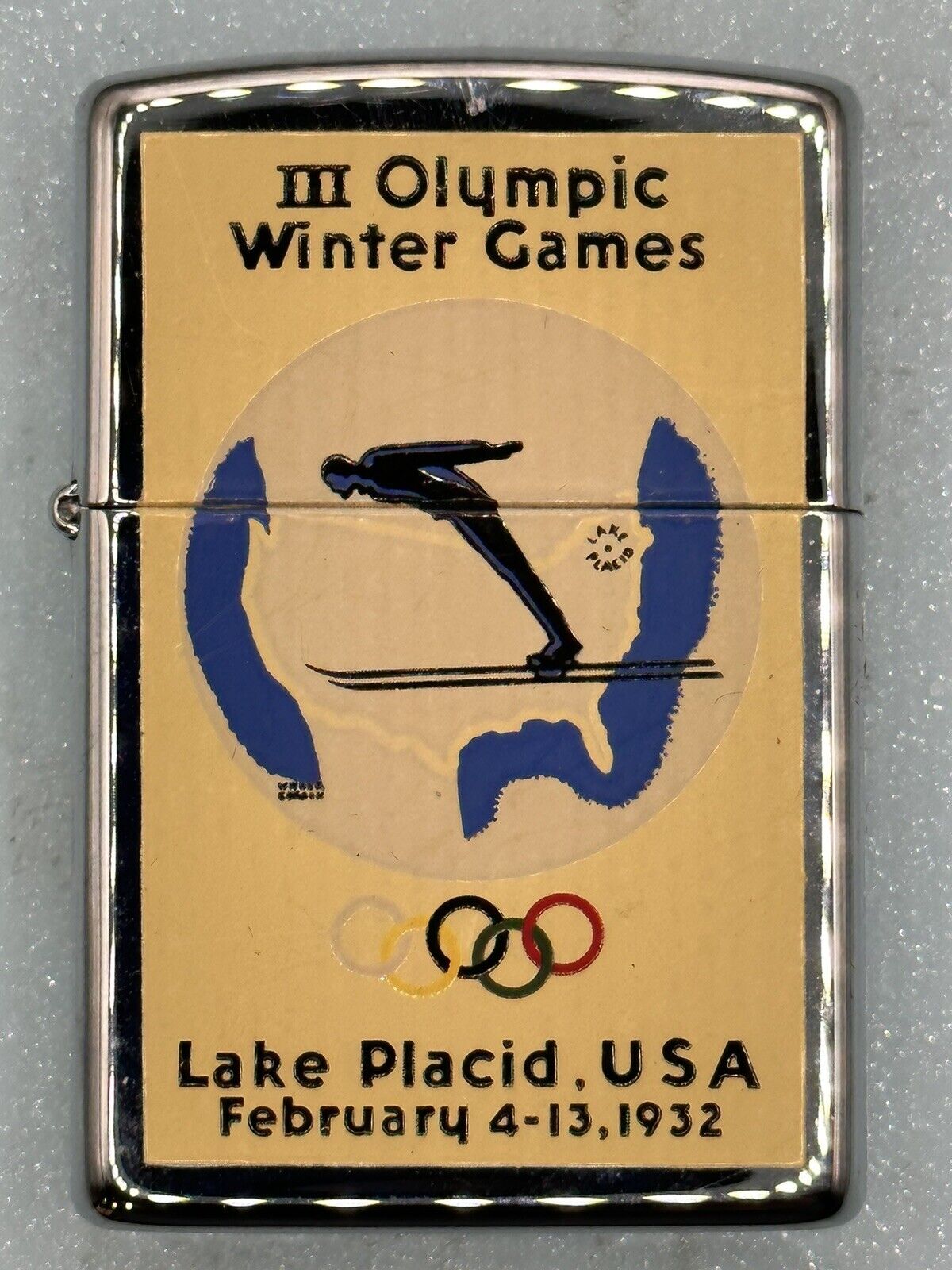 Vintage 1995 Winter Olympics Lake Placid 1932 HP Chrome Zippo Lighter NEW