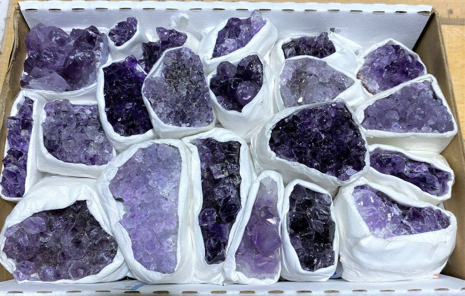 Bulk Wholesale Flat - Amethyst Clusters - Dark and Light Small Crystal Cluster