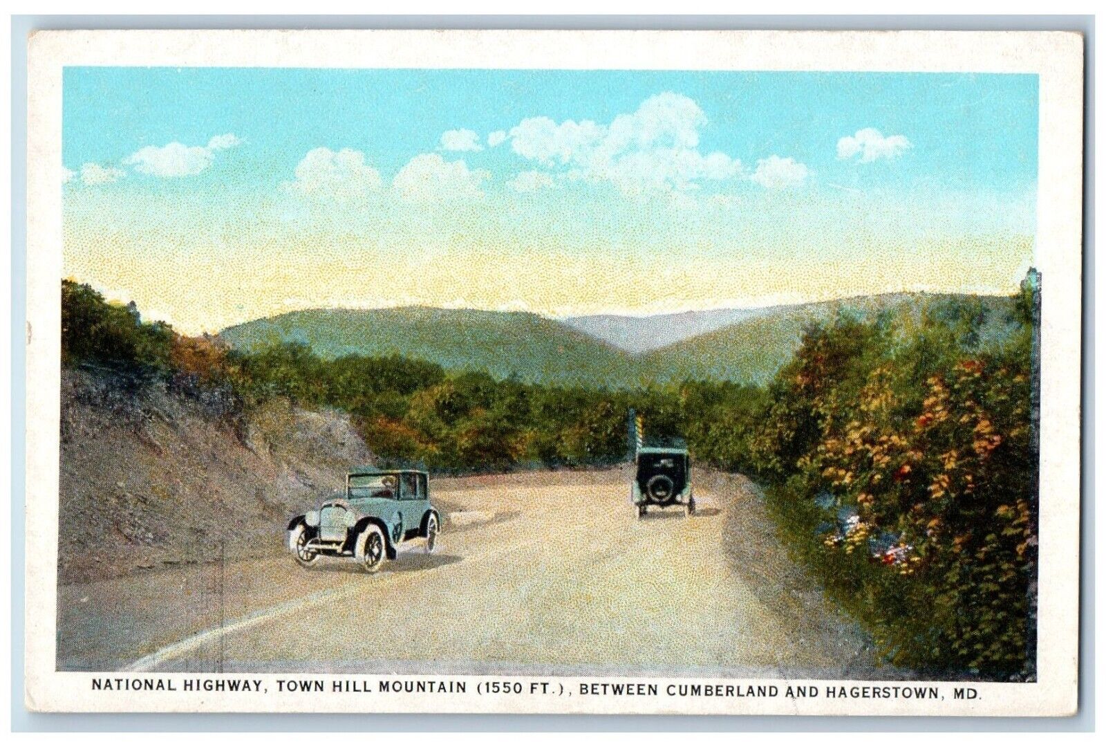 Hagerstown Maryland Postcard National Highway Town Hill Mountain Cumberland 1940