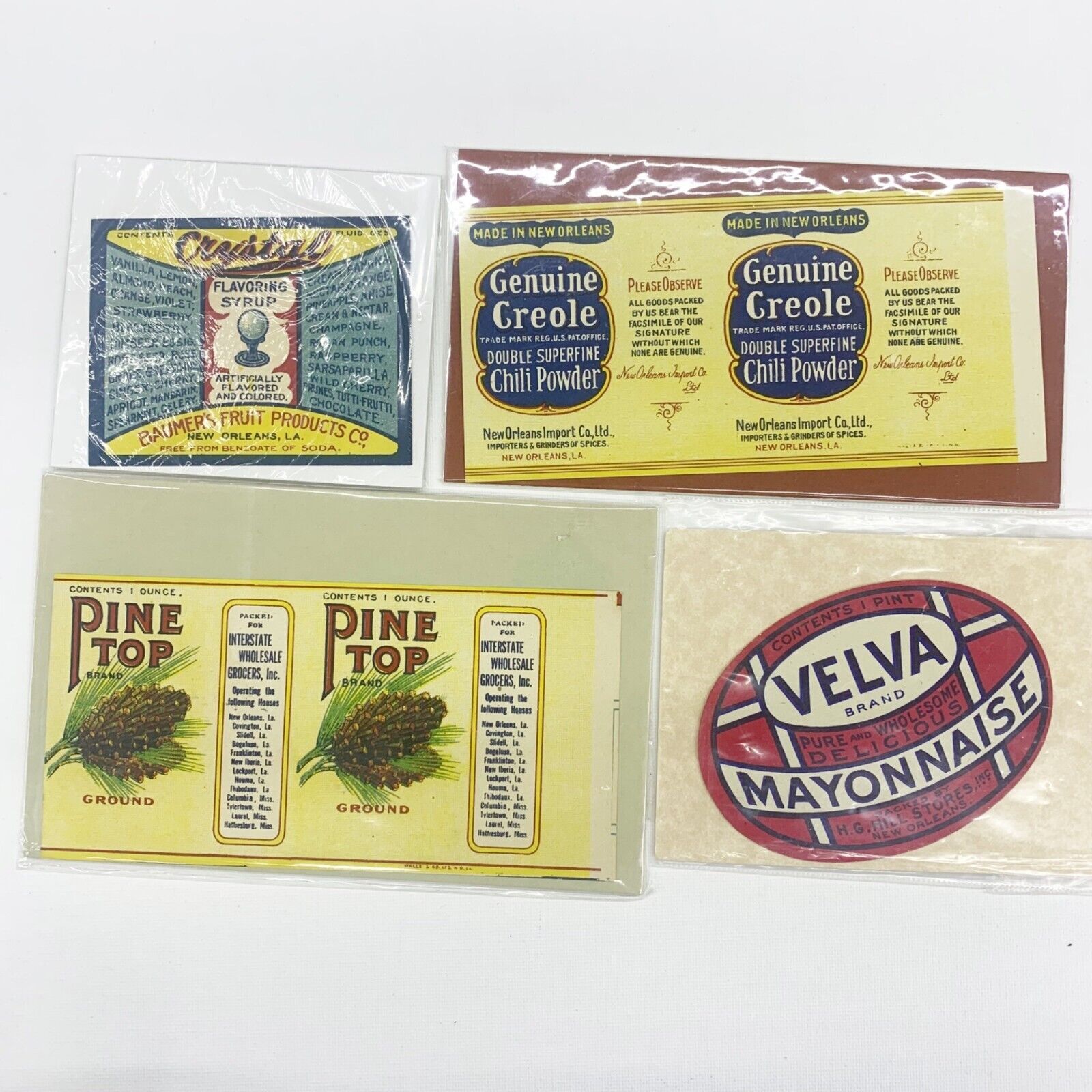 Lot Vintage Spice Labels 4 New Orleans Walle Litho Crystal Chili Powder Pine Top