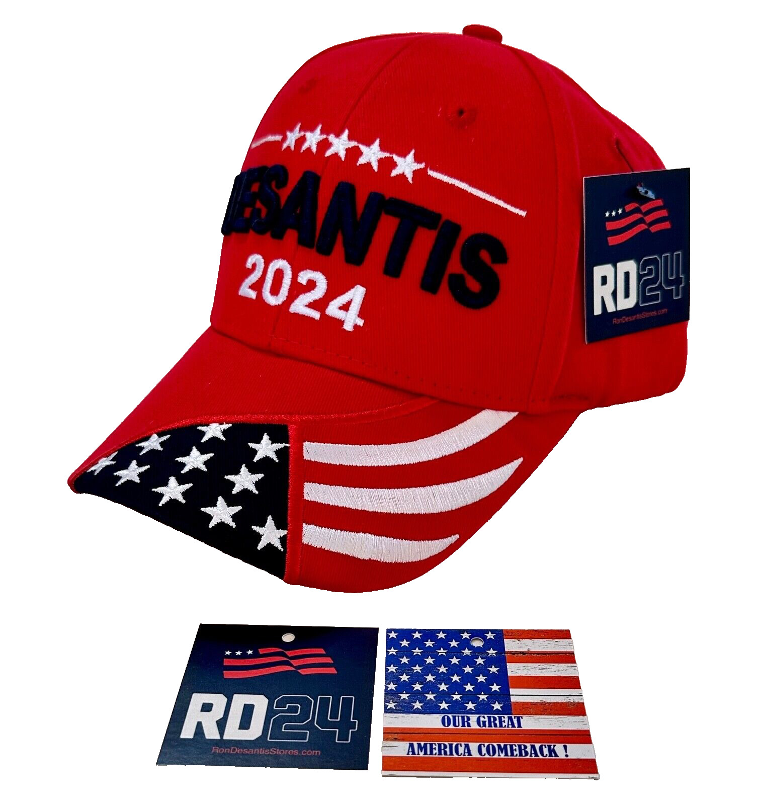 Ron Desantis Hat..2024..Our Great America Comeback .RonDesantisStores.com ...Red