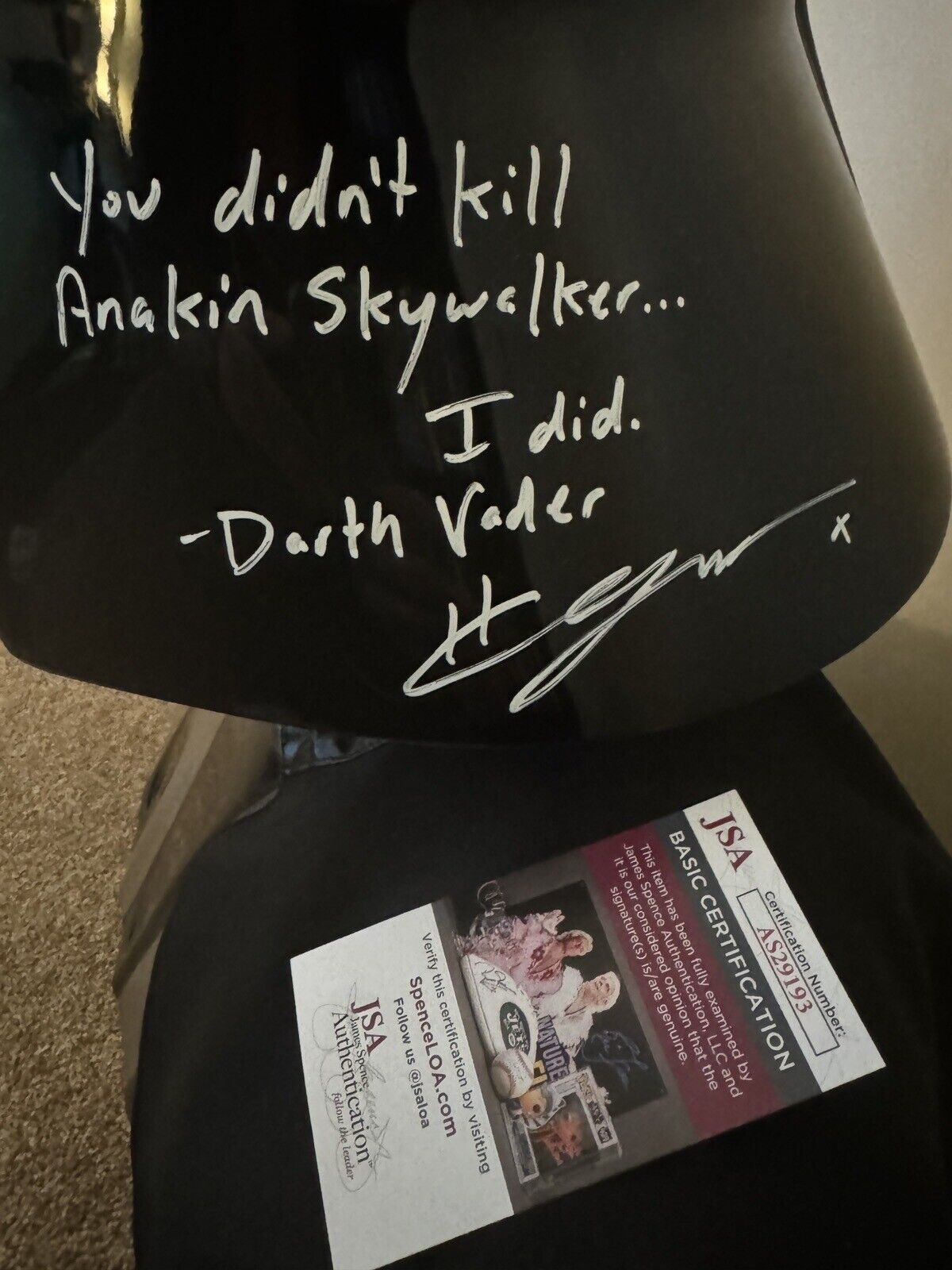 Sideshow Collectibles Darth Vader Full-Size 1:1 Signed Hayden Christensen Quote