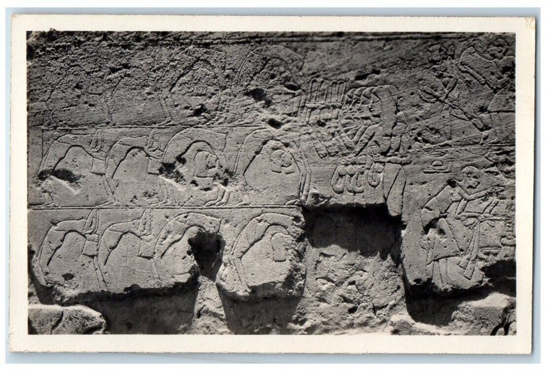 c1920s Luxor Temple Procession Of Tut-Ank-Amen Dancing Girls Egypt RPPC Postcard