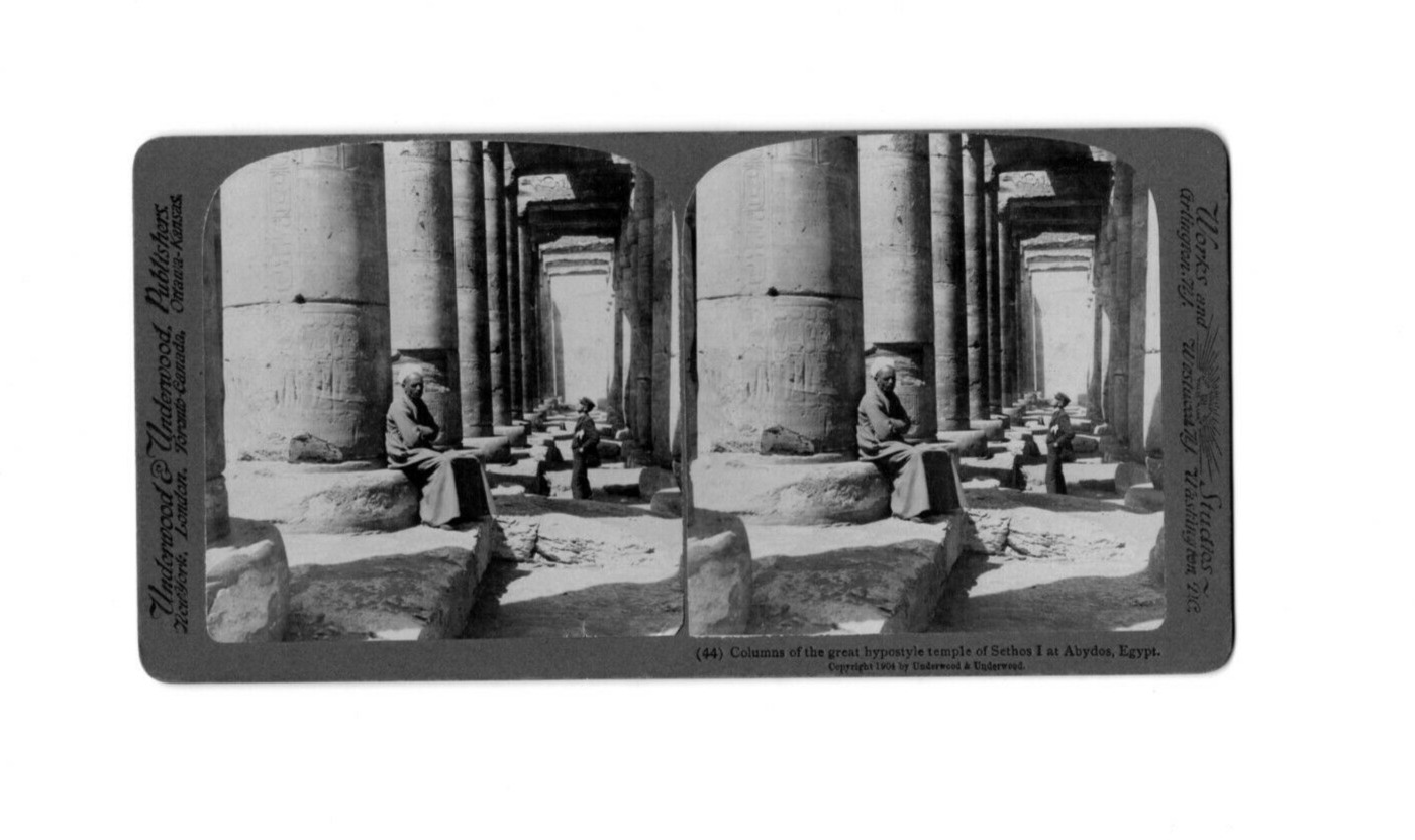 EGYPT STEREOVIEW~ Columns of the Great Hypostyle Temple of Sethos I at Abydos