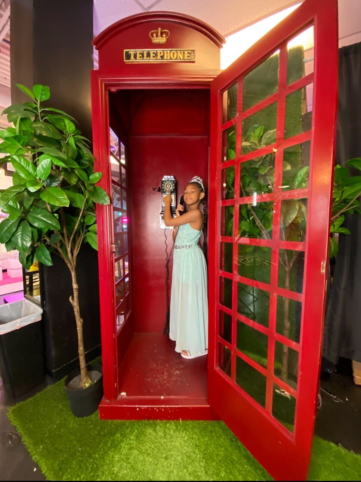 London Red British Telephone Booth Life Size Wooden Replica USED
