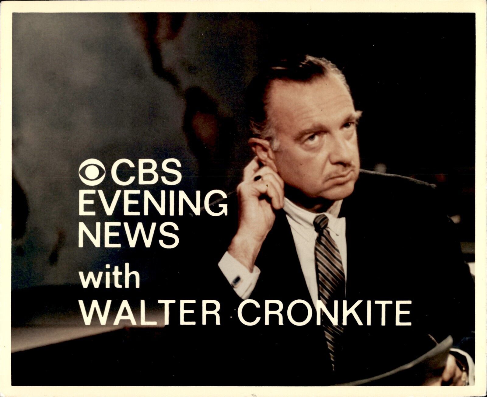 BR13 Rare TV Vtg Color Photo WALTER KRONKITE CBS Evening News Broadcaster Star