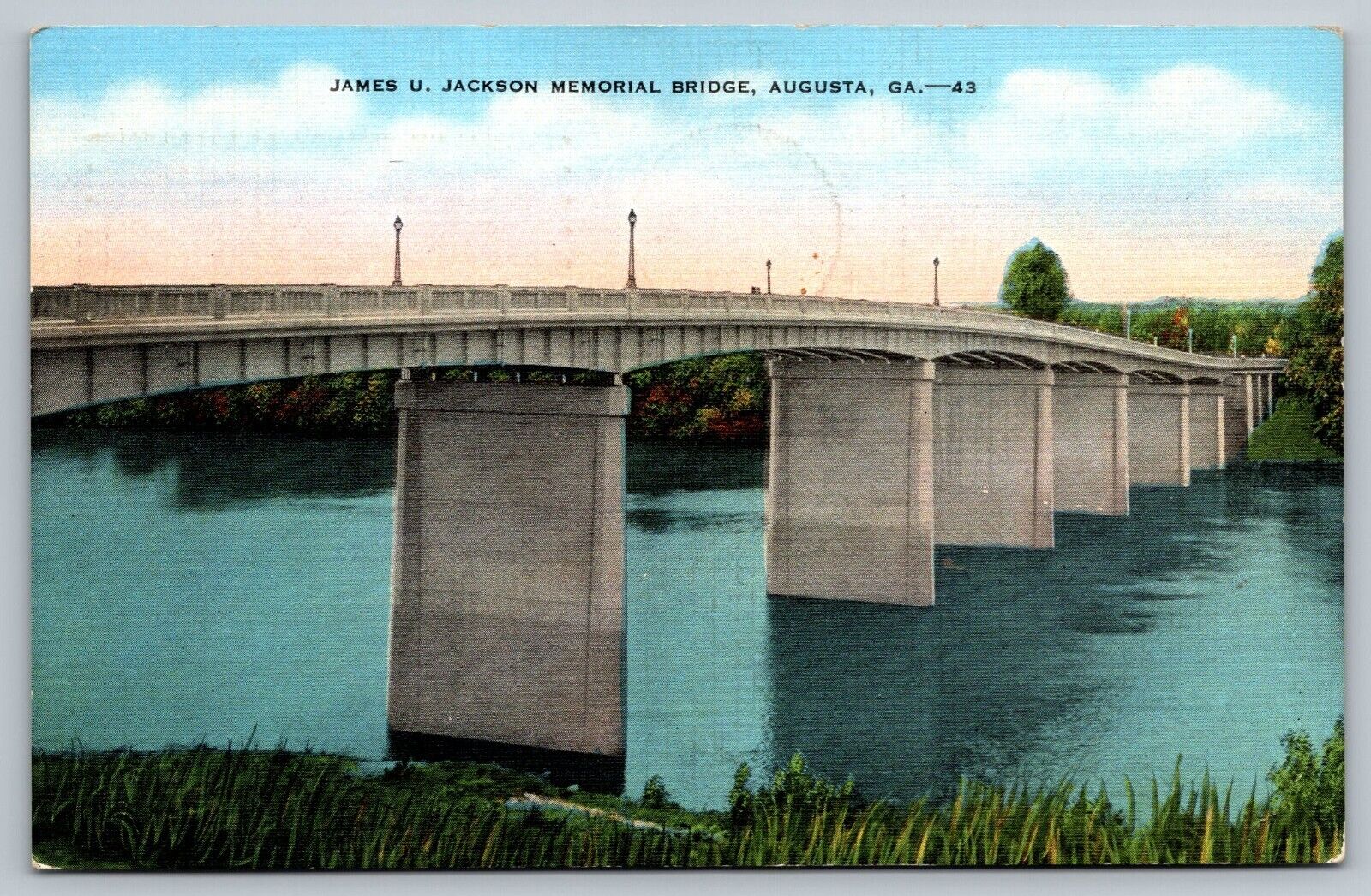 Postcard James U Jackson Memorial Bridge Augusta GA