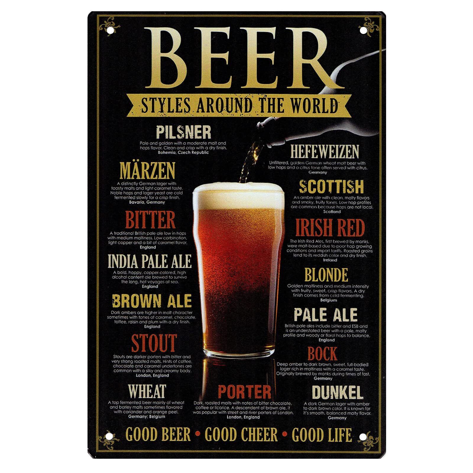 Beer Sign-Styles Around The World-Vintage Beer Metal Tin Sign Wall Decor for ...