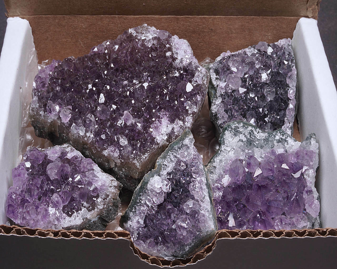 Amethyst Druzy Collection 1/2 LB 5-6 Purple Geode Specimens Crystals Points