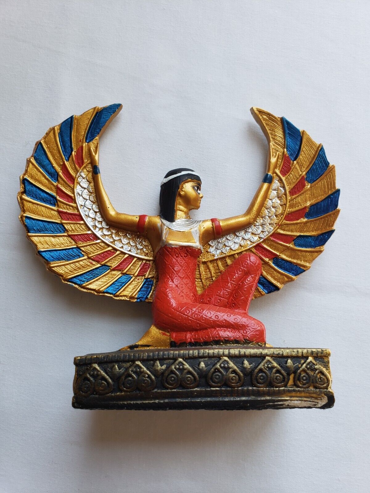 statue Goddess Isis wings gold large unique solid stone made in Egypt